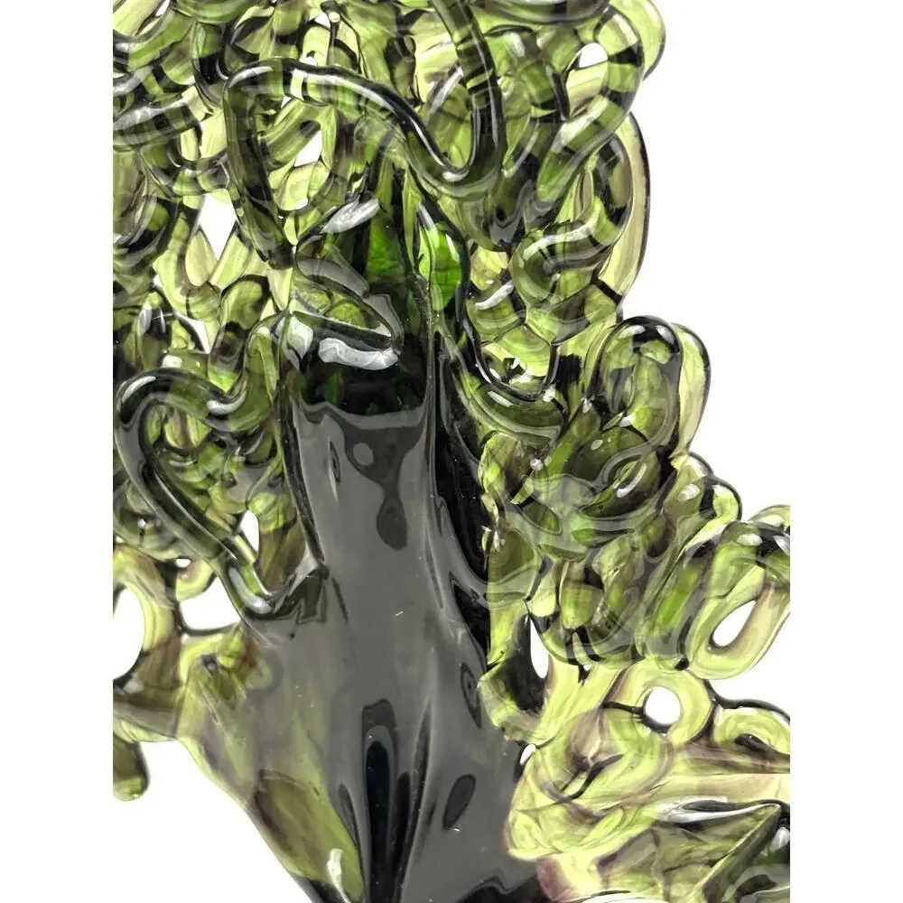 VTG Green 24% Lead Crystal Christmas Tree Peter Kaspar Art Glass‎ Unique Rare